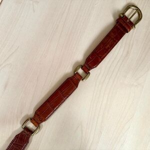 Retro Fossil 90s Vintage Brown Italian Leather Belt with Brass Buckle